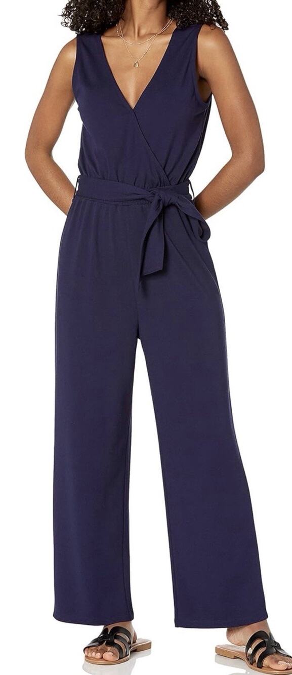 The Drop Women's @caralynmirand Sleeveless Wrap Jumpsuit Navy Size XS